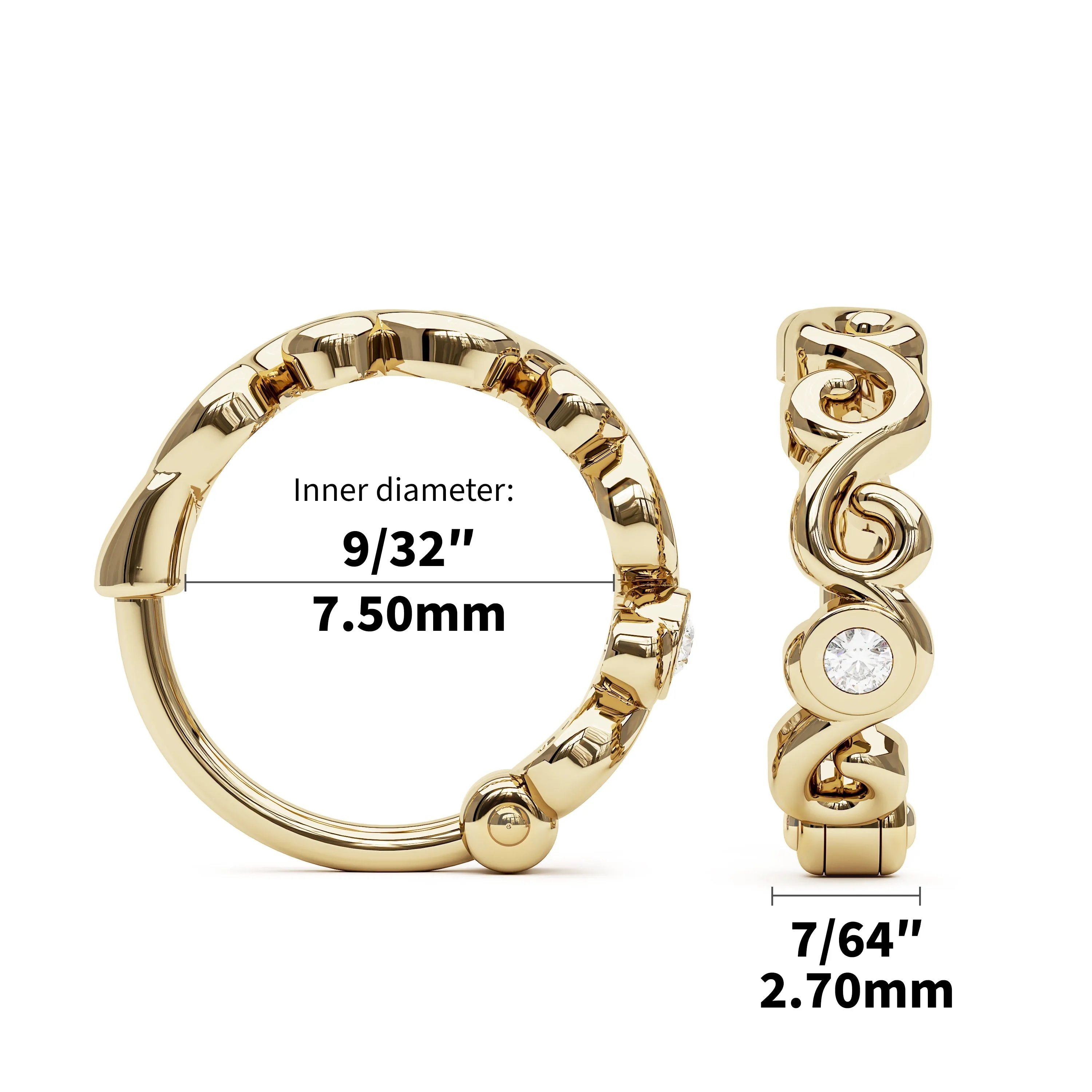 14K Gold Diamond Swirl Tragus Hoop