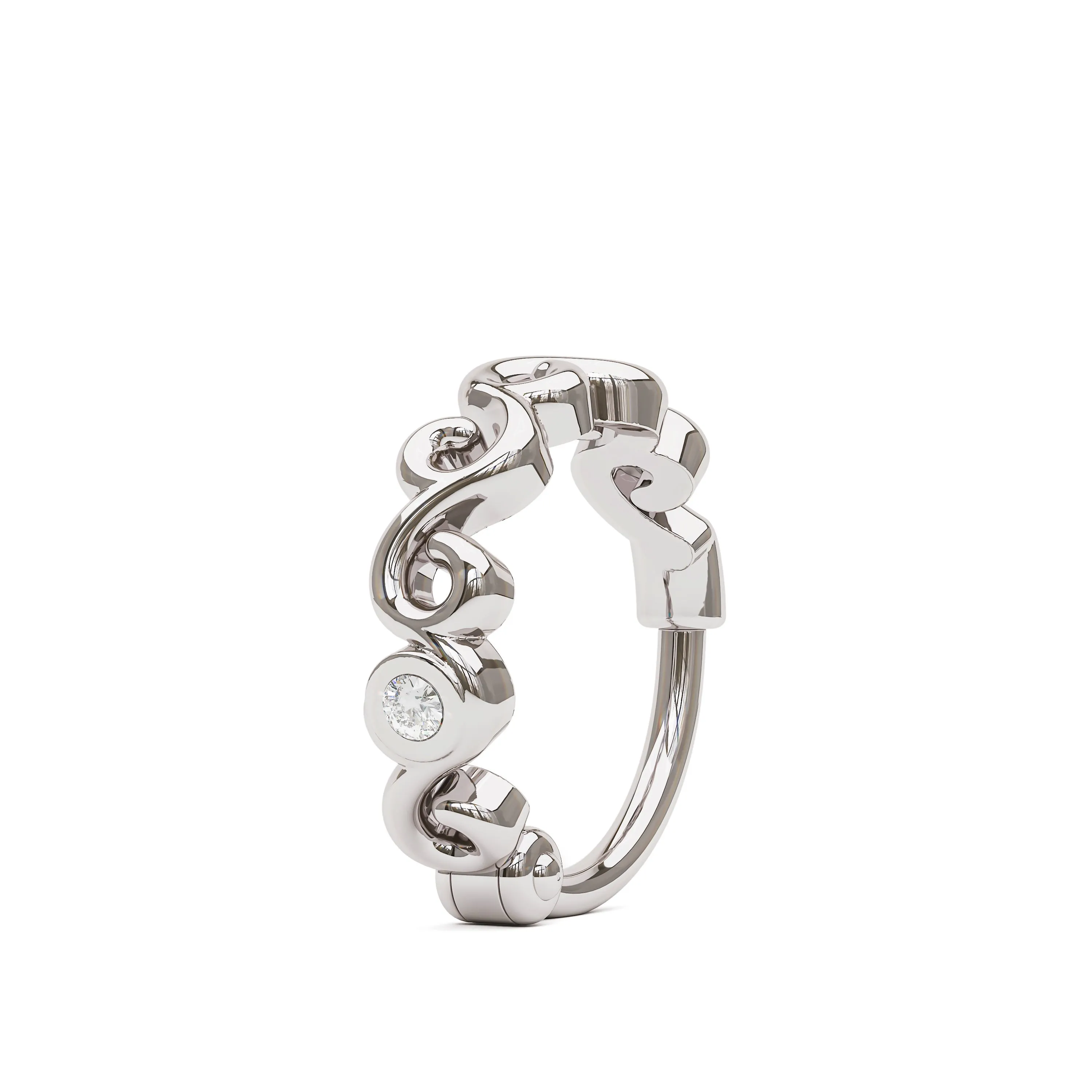 14K Gold Diamond Swirl Tragus Hoop