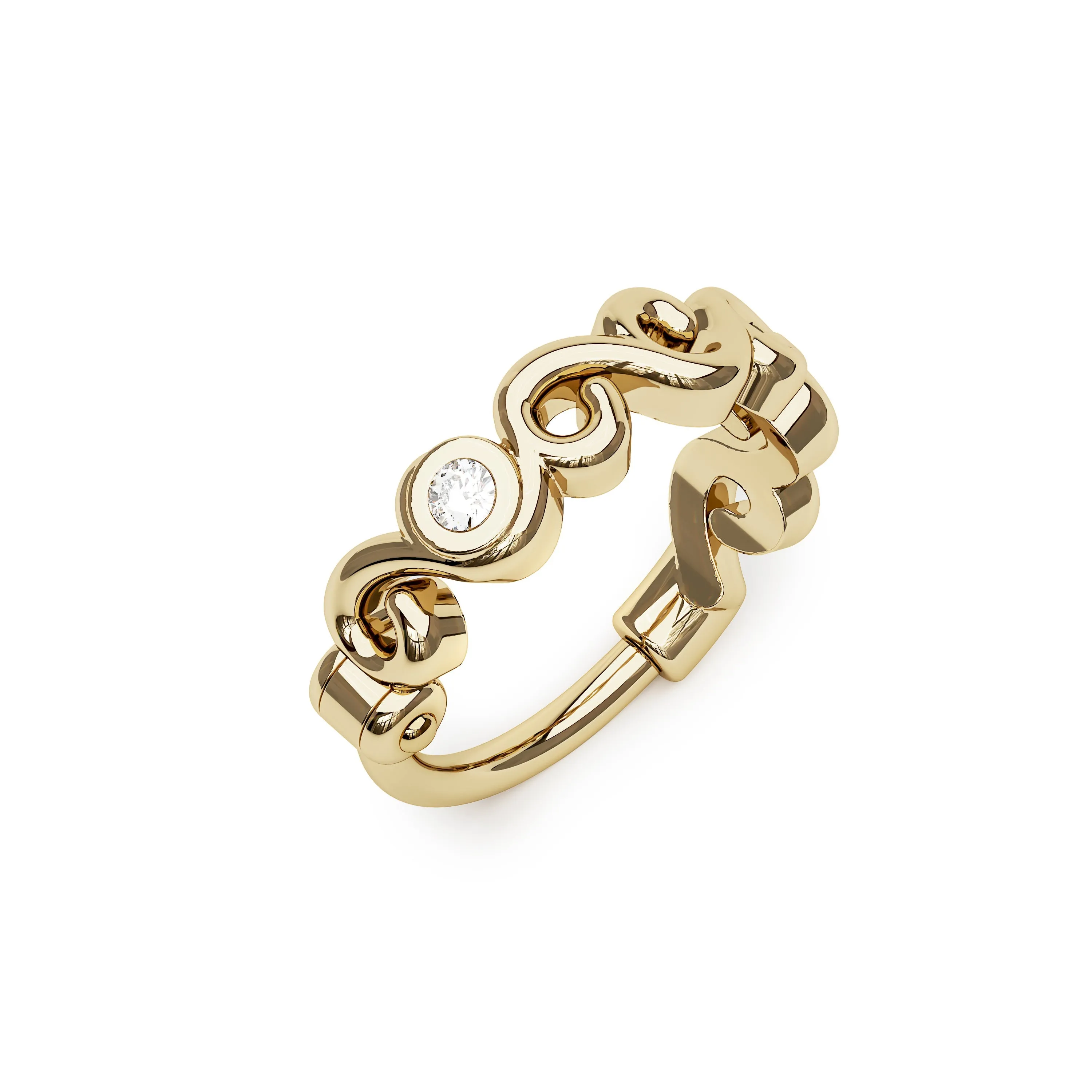 14K Gold Diamond Swirl Tragus Hoop