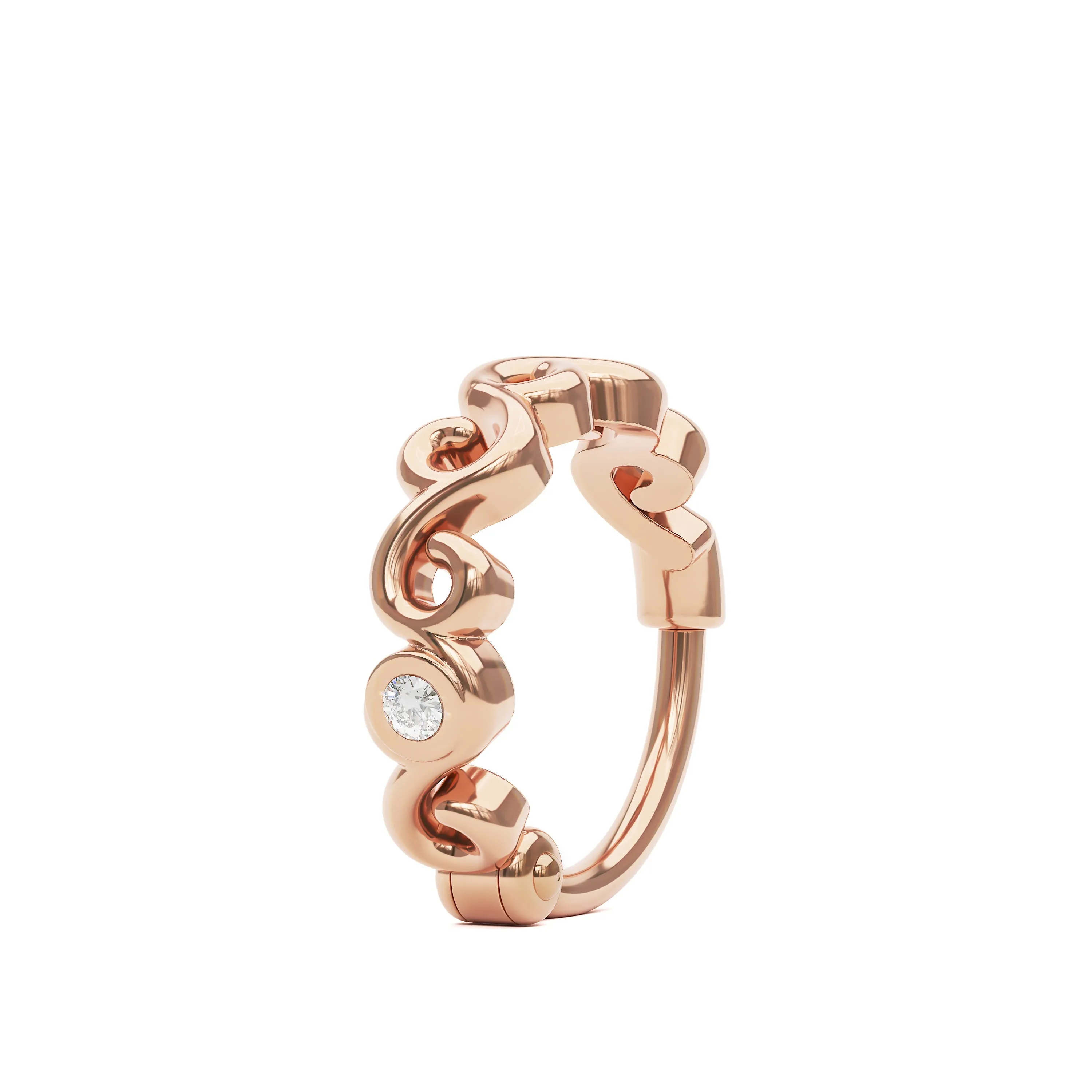 14K Gold Diamond Swirl Tragus Hoop