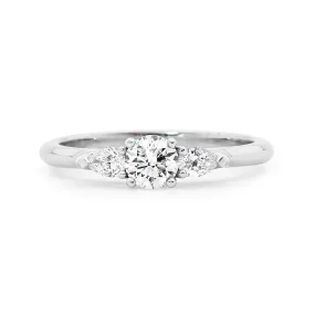 18ct White Gold Delicate Round and Pear Cut Diamond Ring