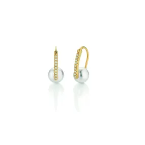 18K Gold Earrings w. Pearls & Diamonds