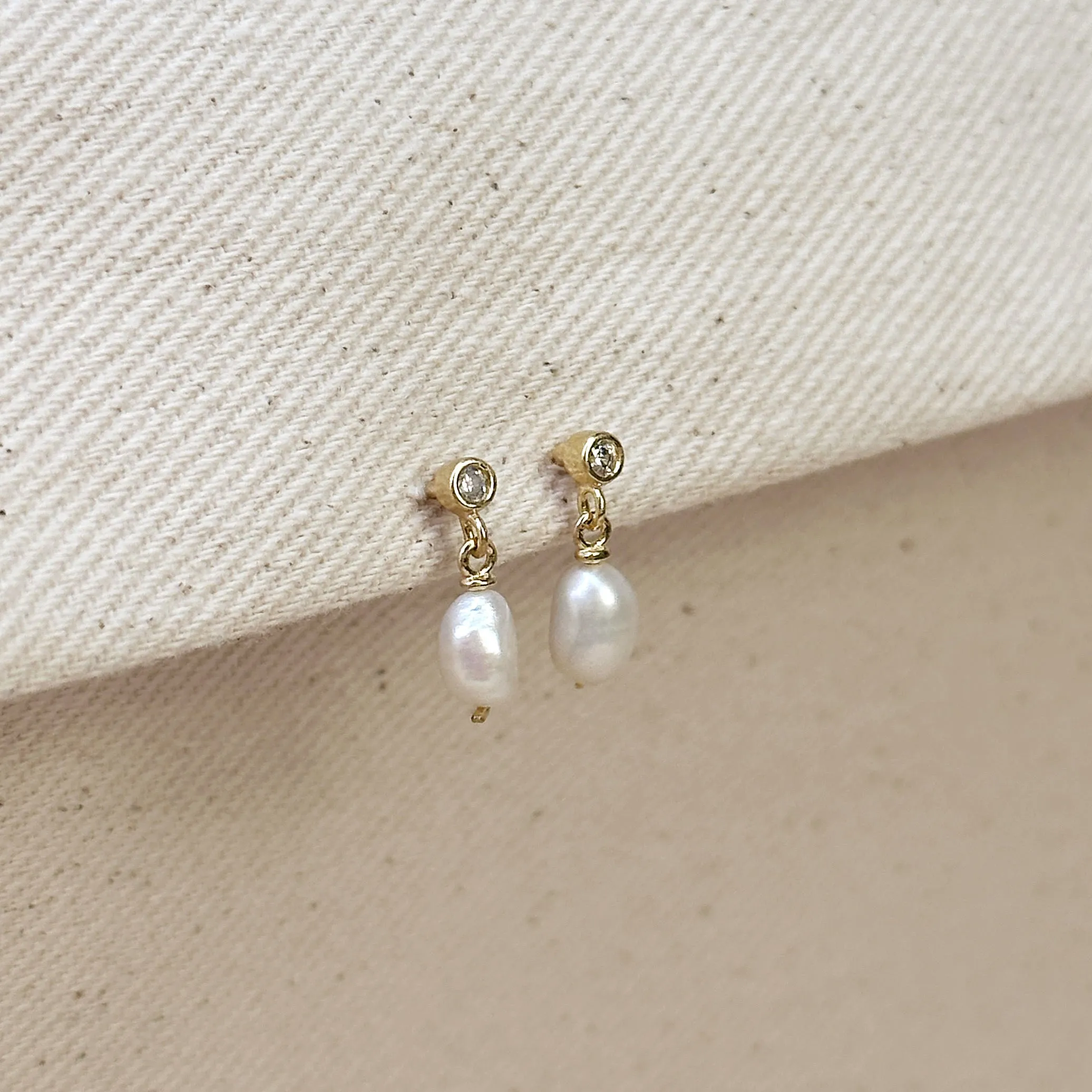 18k Gold Filled Fresh Water Baroque Pearl Dangling Earrings