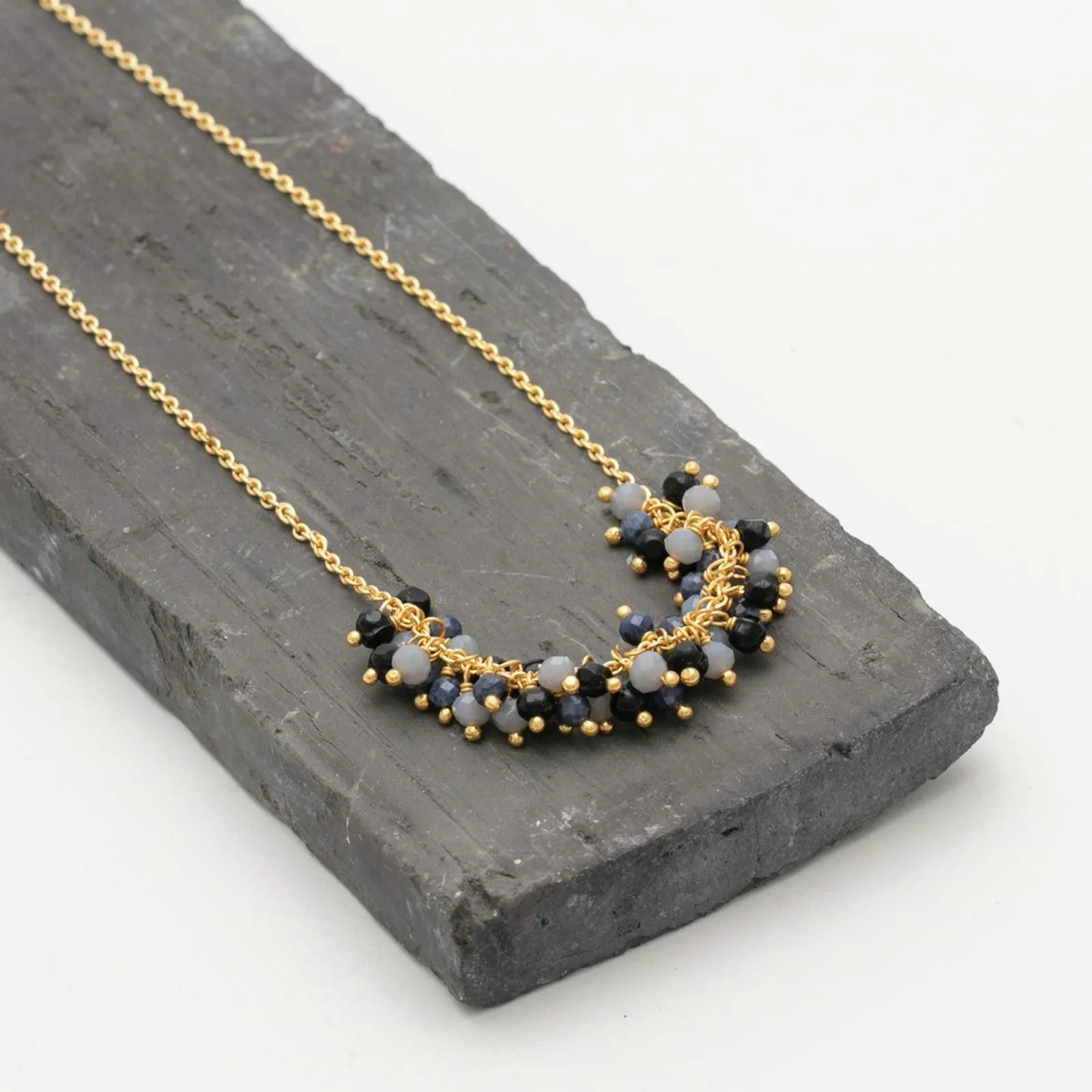 18k Gold Plated Grey Chalcedony Necklace