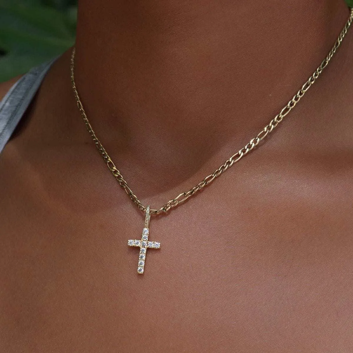 18k Vermeil Micro Diamond Cross