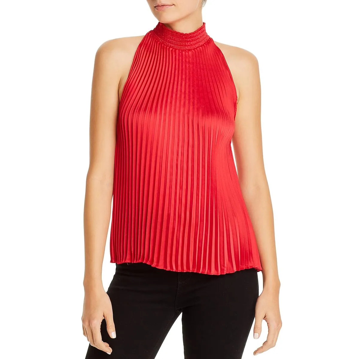 1.State Womens Charmeuse Pleated Halter Top