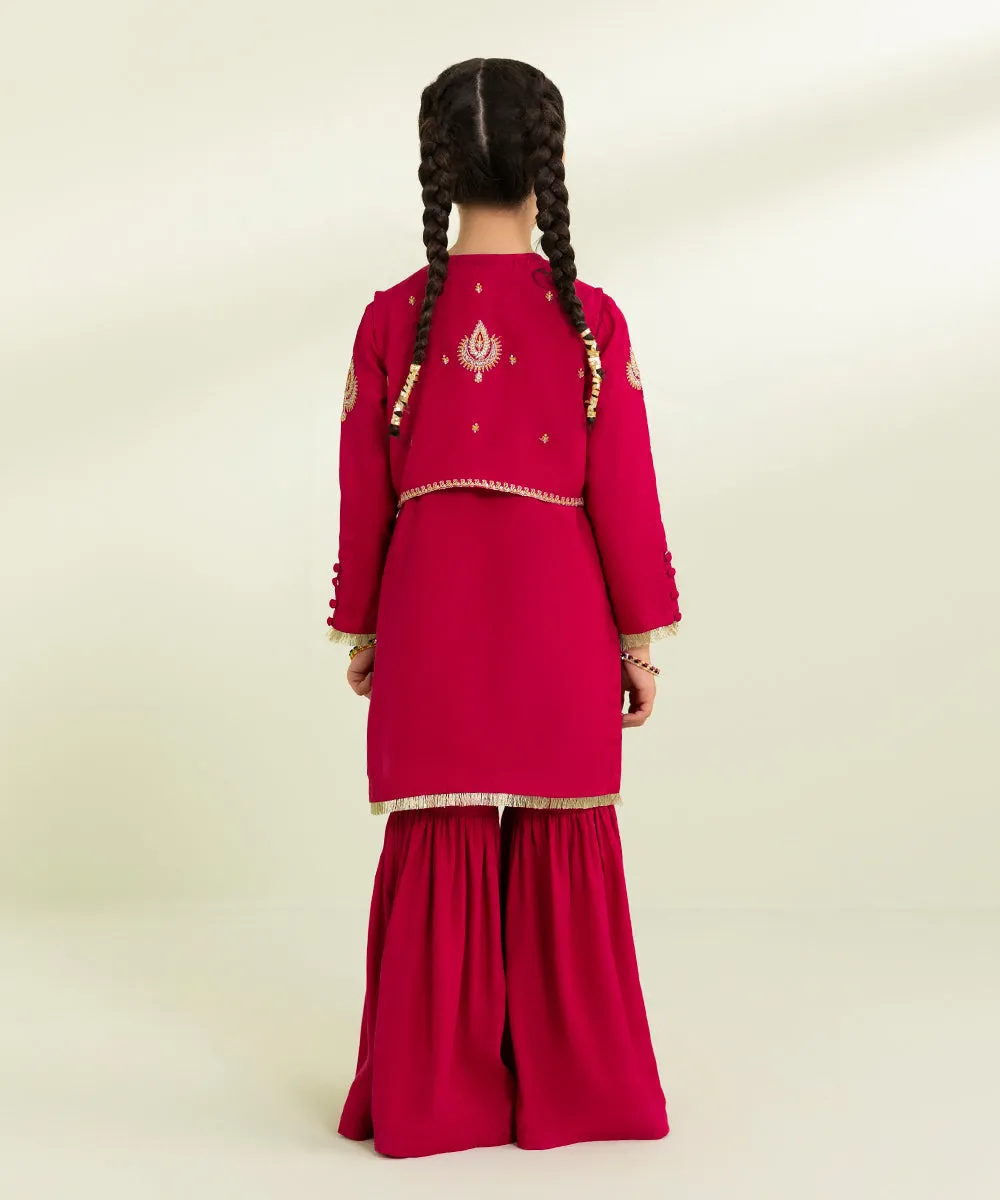 3 Piece - Embroidered Raw Silk Suit