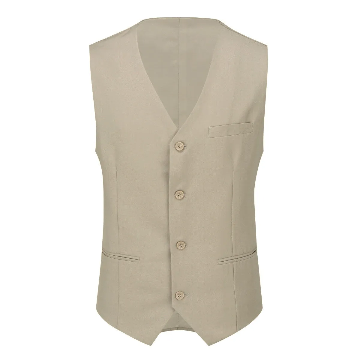 3-Piece Notched Lapel Casual Suit Beige