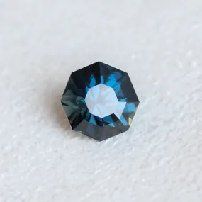 3.28CT OCTAGON MADAGASCAR SAPPHIRE, DEEP BLUE WITH TEAL FLASHES, 8.57X8.43X6.19MM