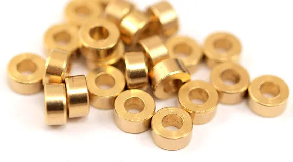 50 Pcs Raw Brass Industrial Findings, Spacer Beads (6 X 3 Mm) A0435