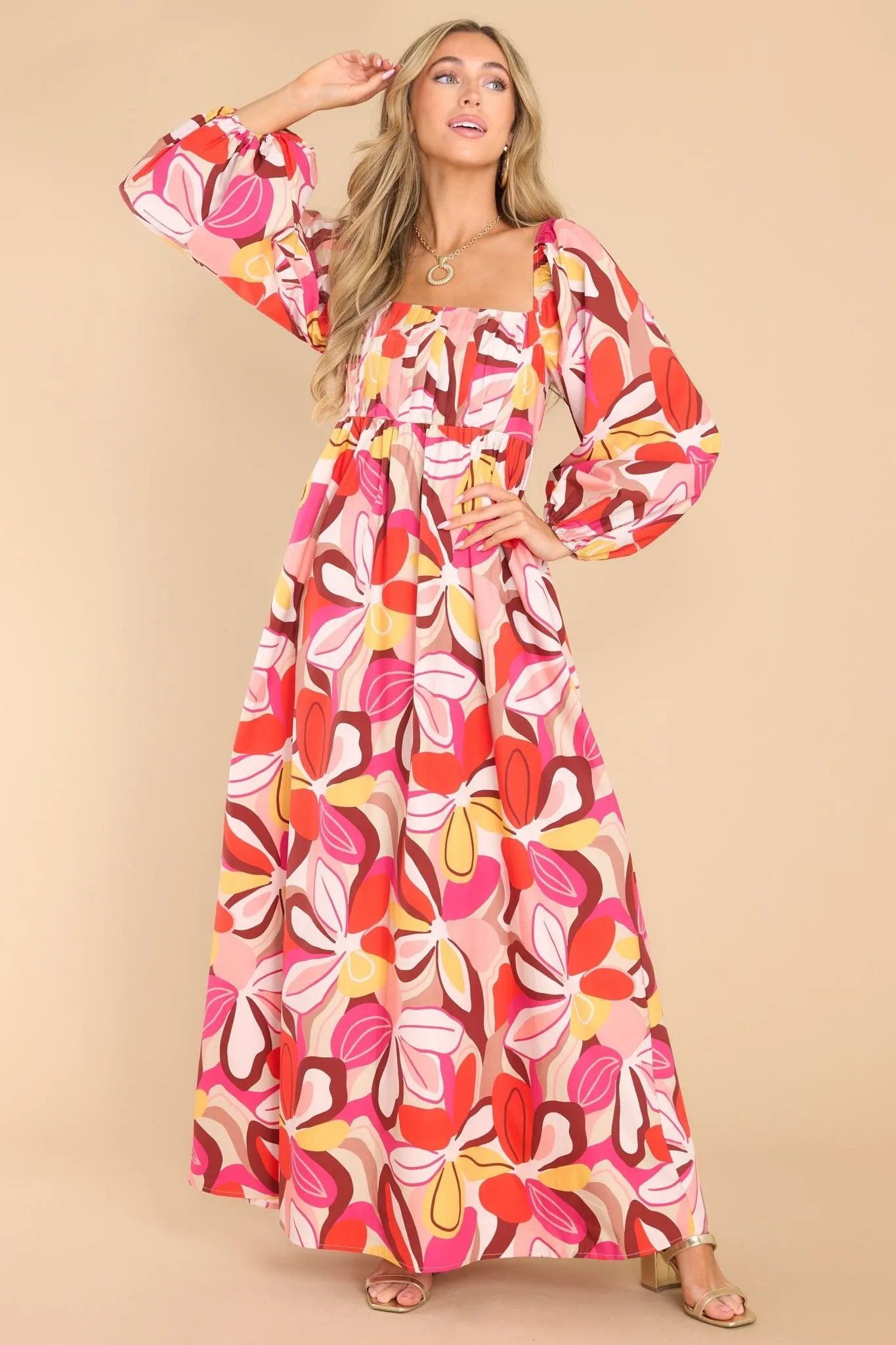 Always Captivating Pink Floral Maxi Dress