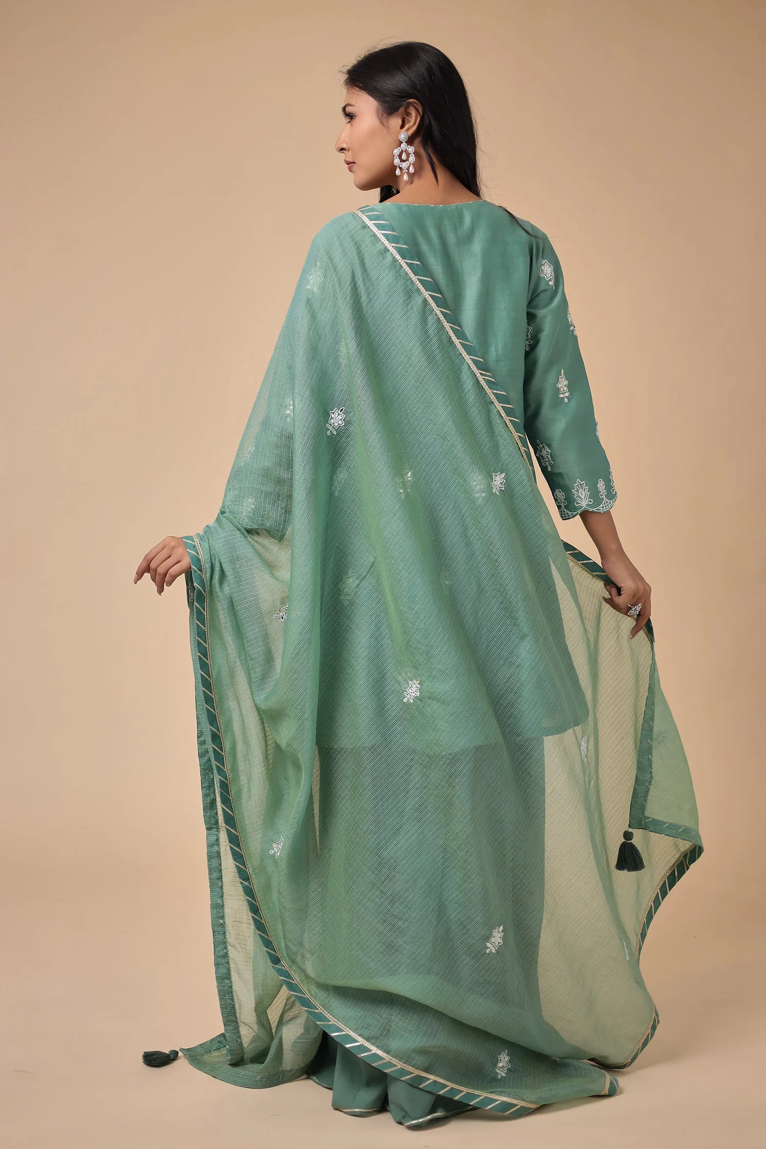 Anarkali Chanderi Silk Suit with Embroidered work