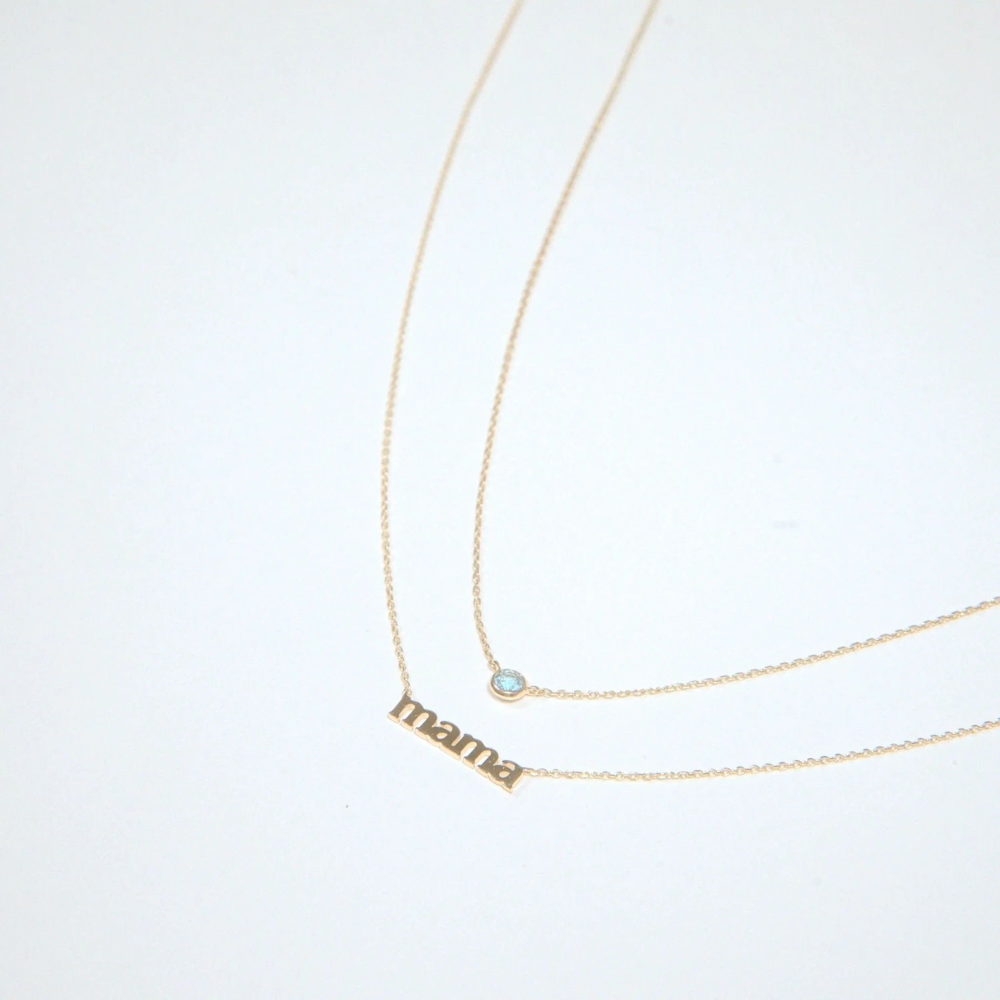 Aquamarine Station Necklace Station Necklace Bezel Set in 14k Gold