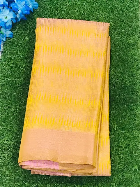 Attractive Yellow Color Contrast Border Art Silk Sarees For Women