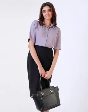 Back Pleated Blouse with Short Sleeves