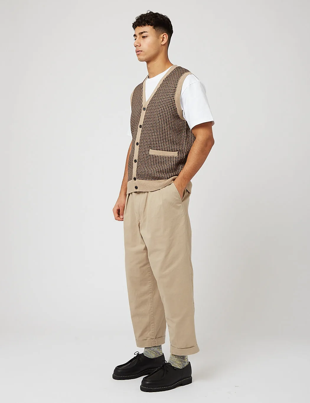 Beams Plus 2 Pleat Twill Trousers - Khaki