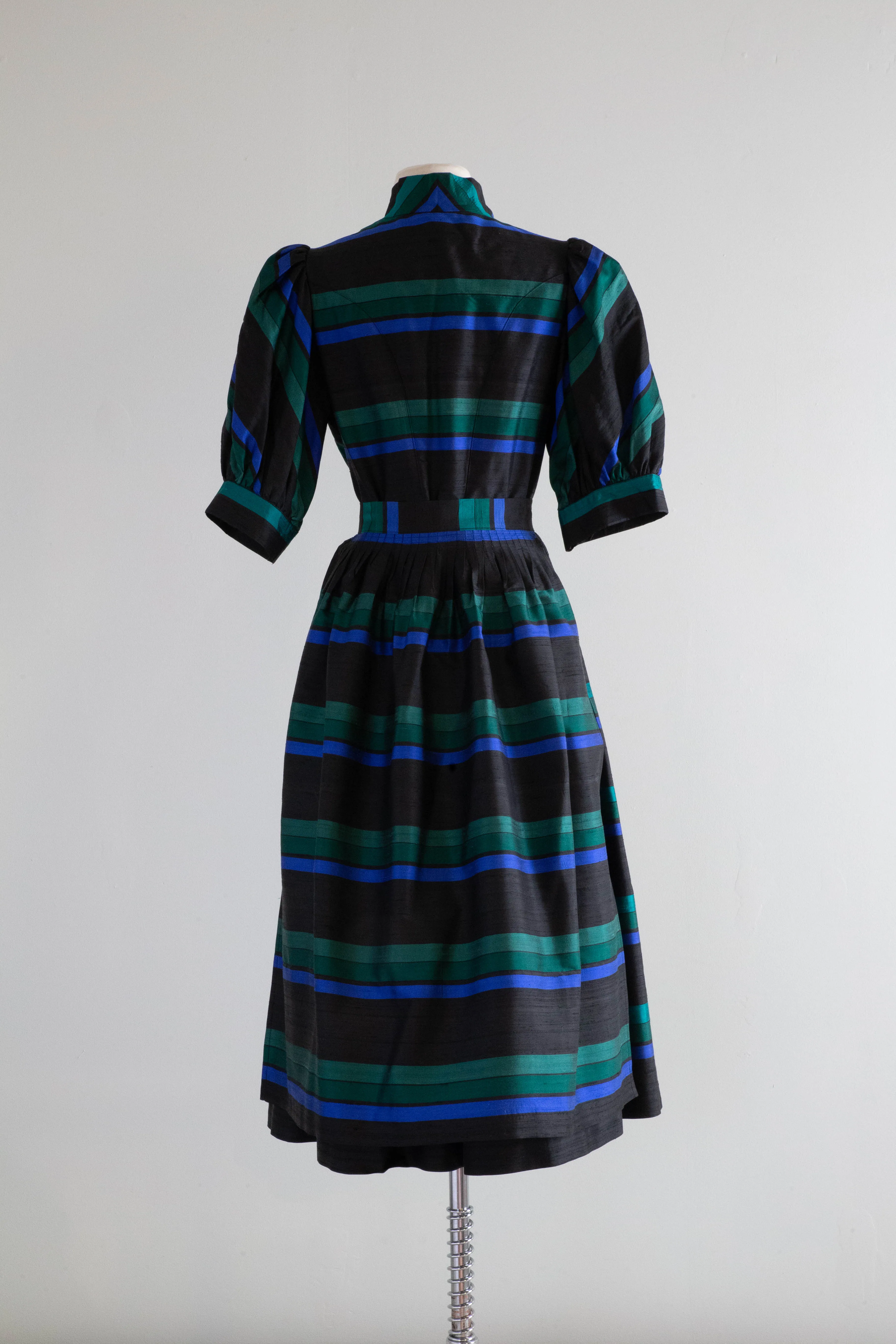 Beautiful 1970's Silk Holiday Plaid Dirndl Dress From Austria / Medium