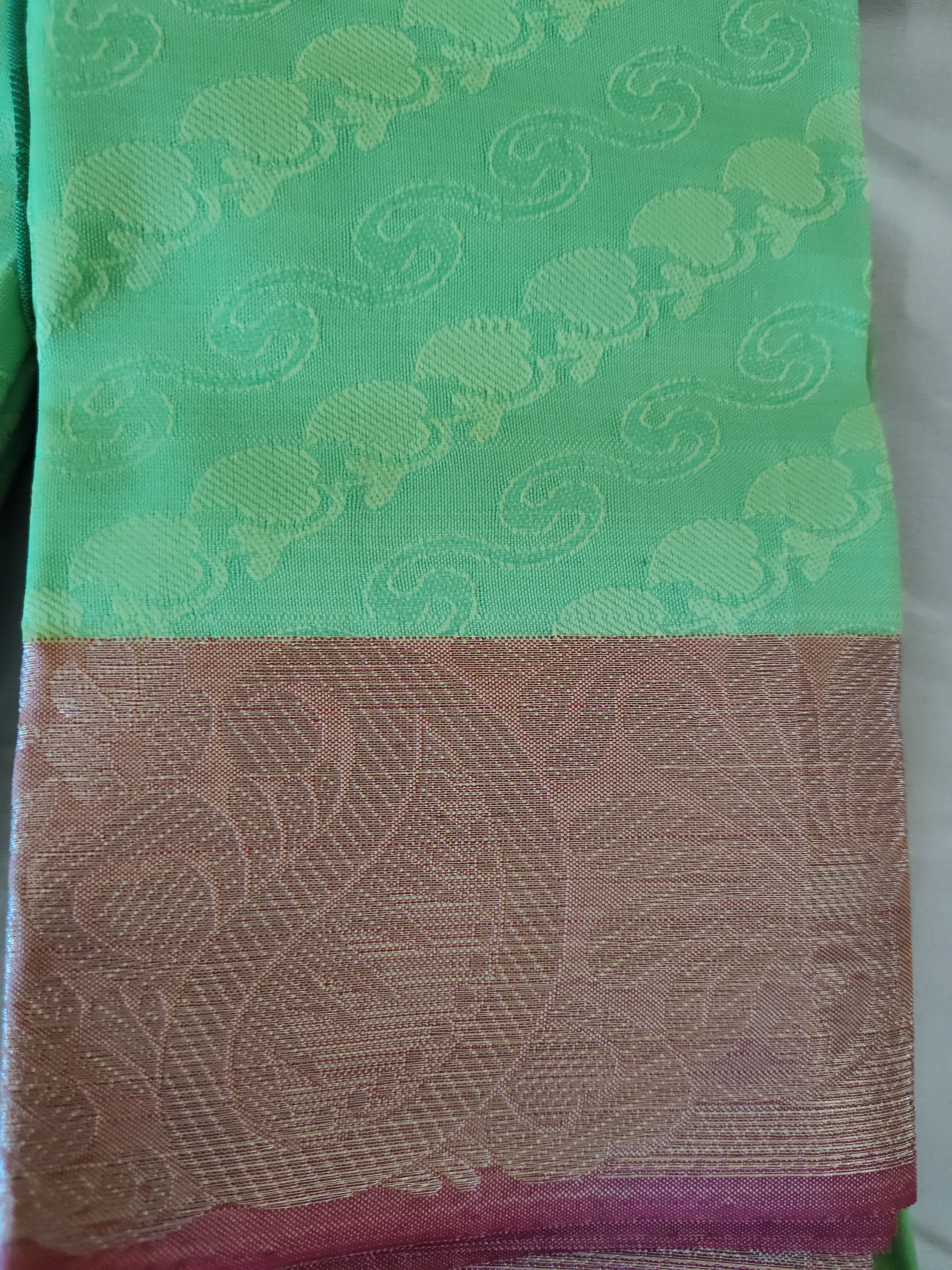 Beautiful Parrot Green Kuppadam Silk Saree