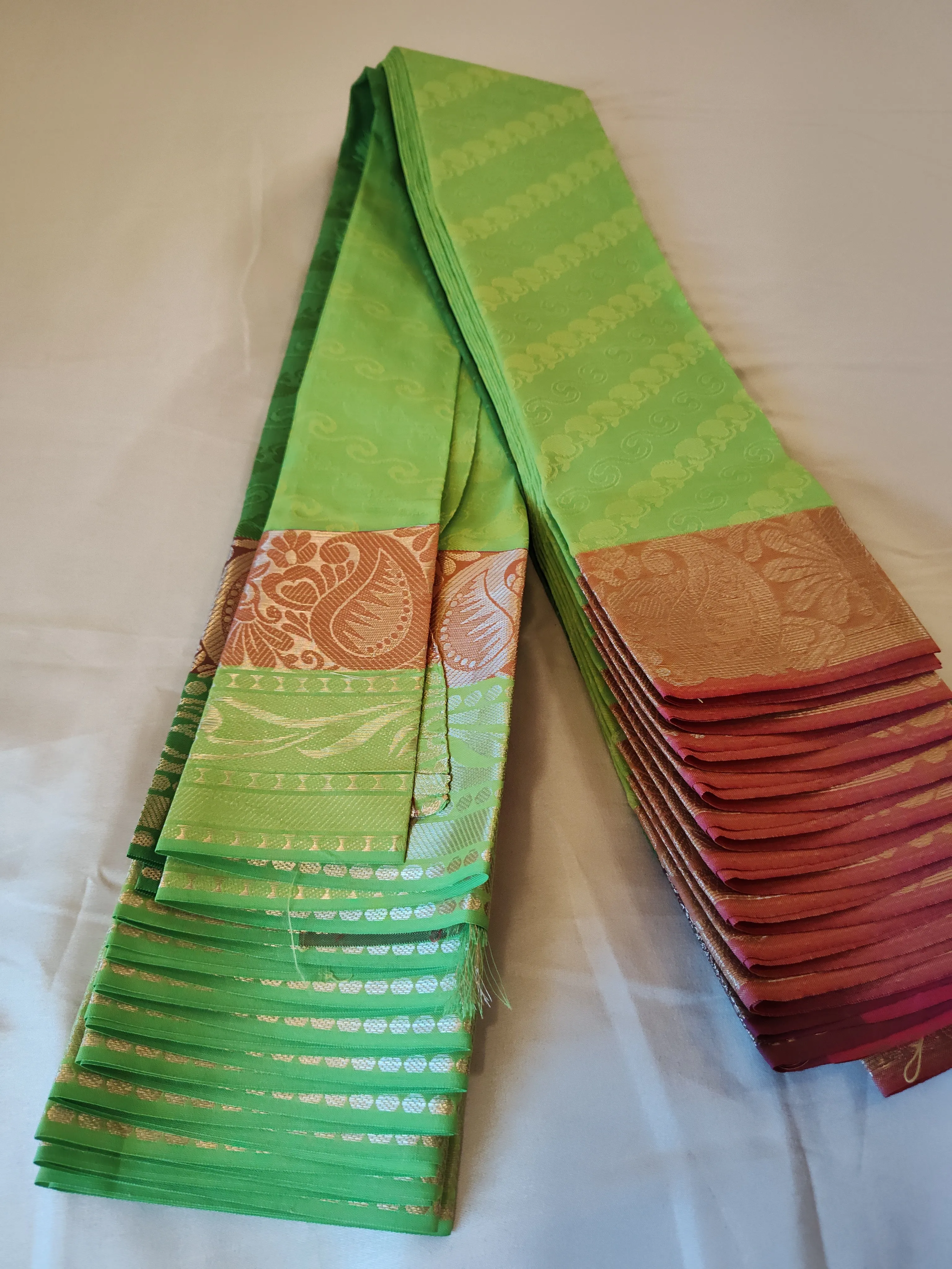 Beautiful Parrot Green Kuppadam Silk Saree