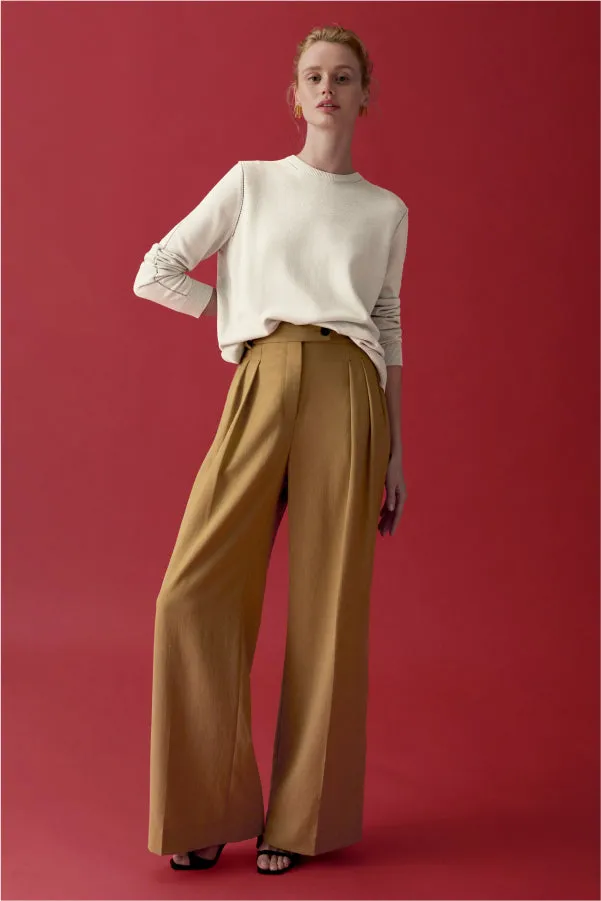 Bia Pleated Trouser - Air Twill :: Macaroon