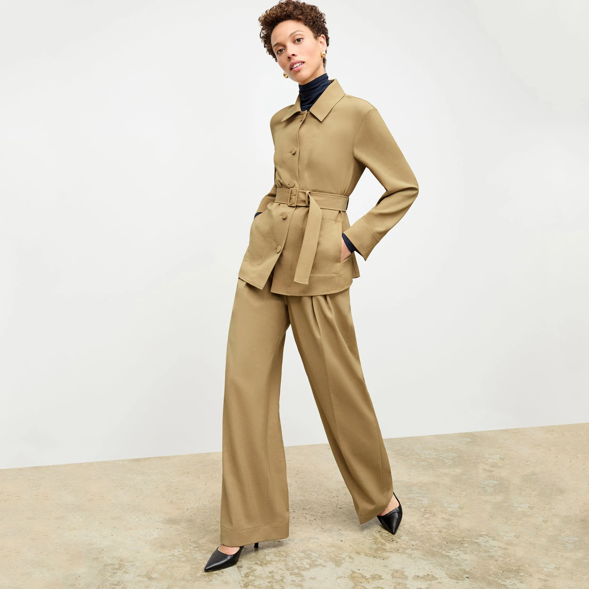 Bia Pleated Trouser - Air Twill :: Macaroon