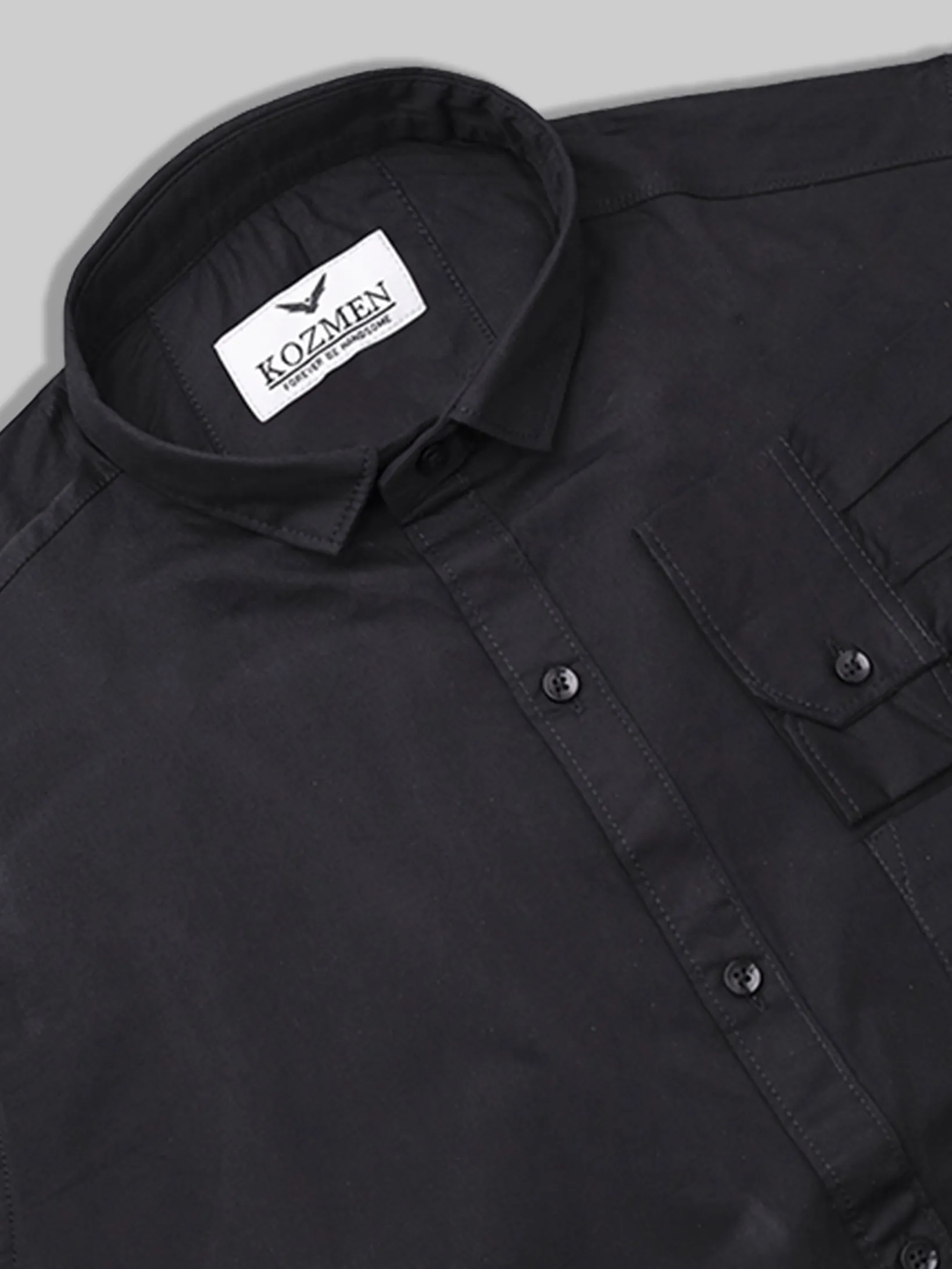 Black Color Affordable Solid Cotton Shirt