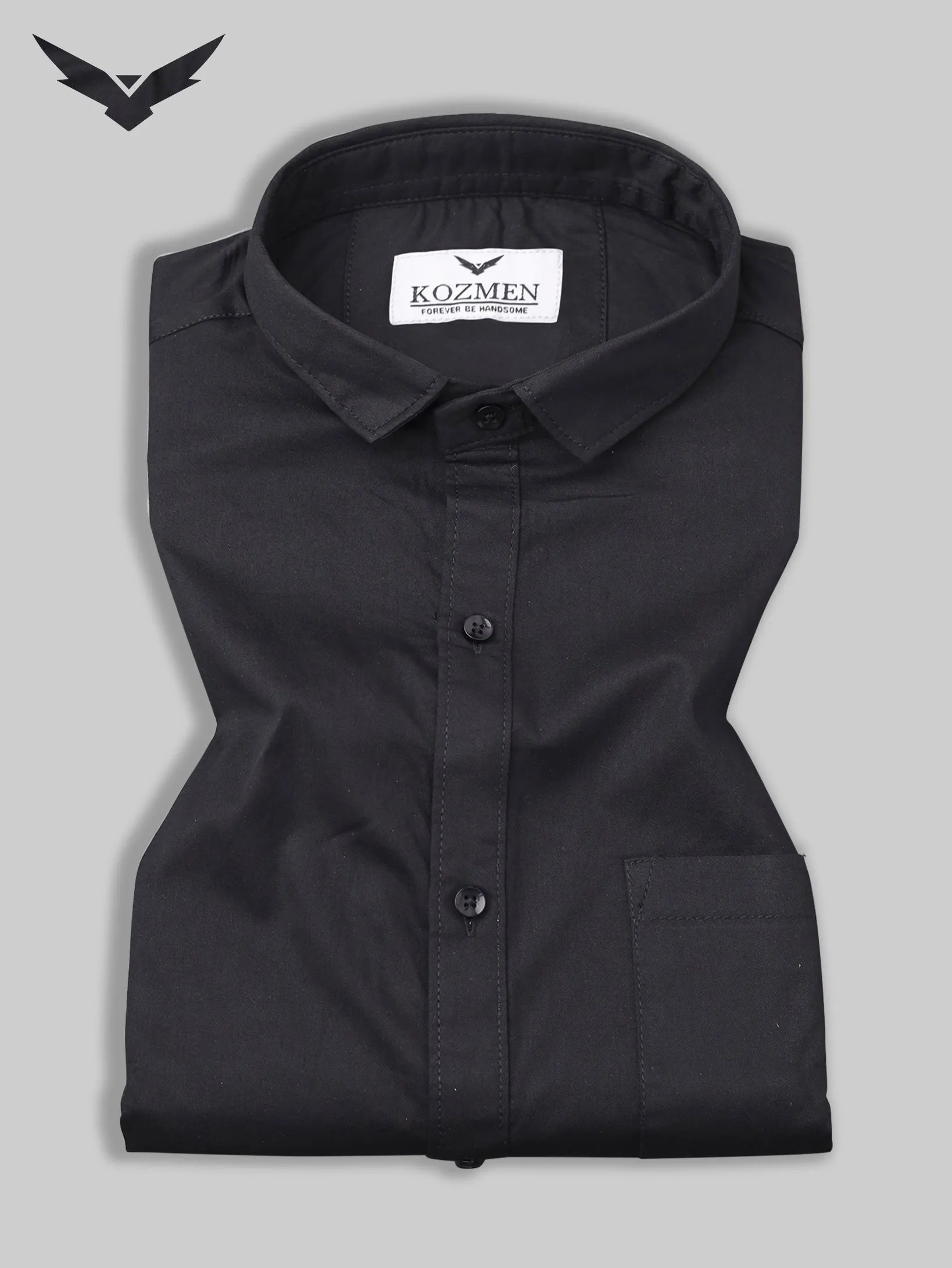 Black Color Affordable Solid Cotton Shirt