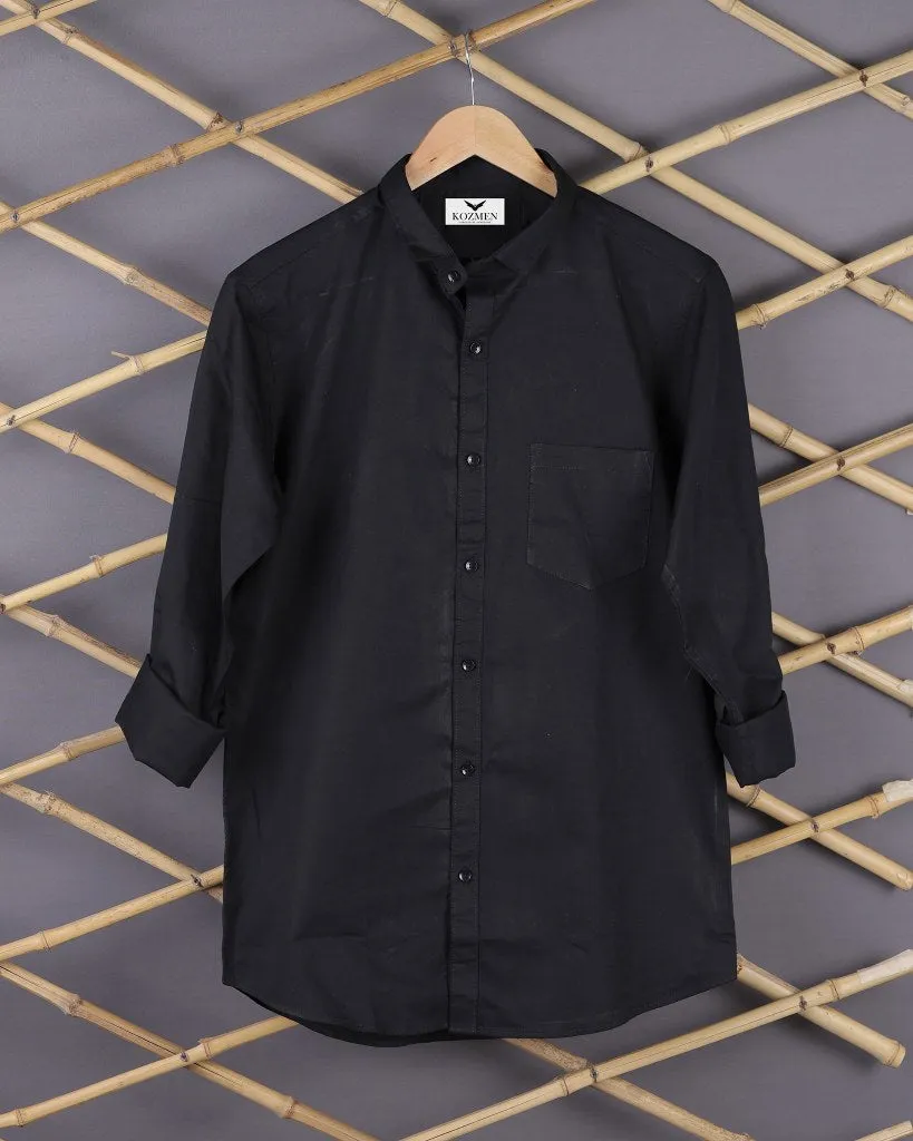 Black Color Affordable Solid Cotton Shirt