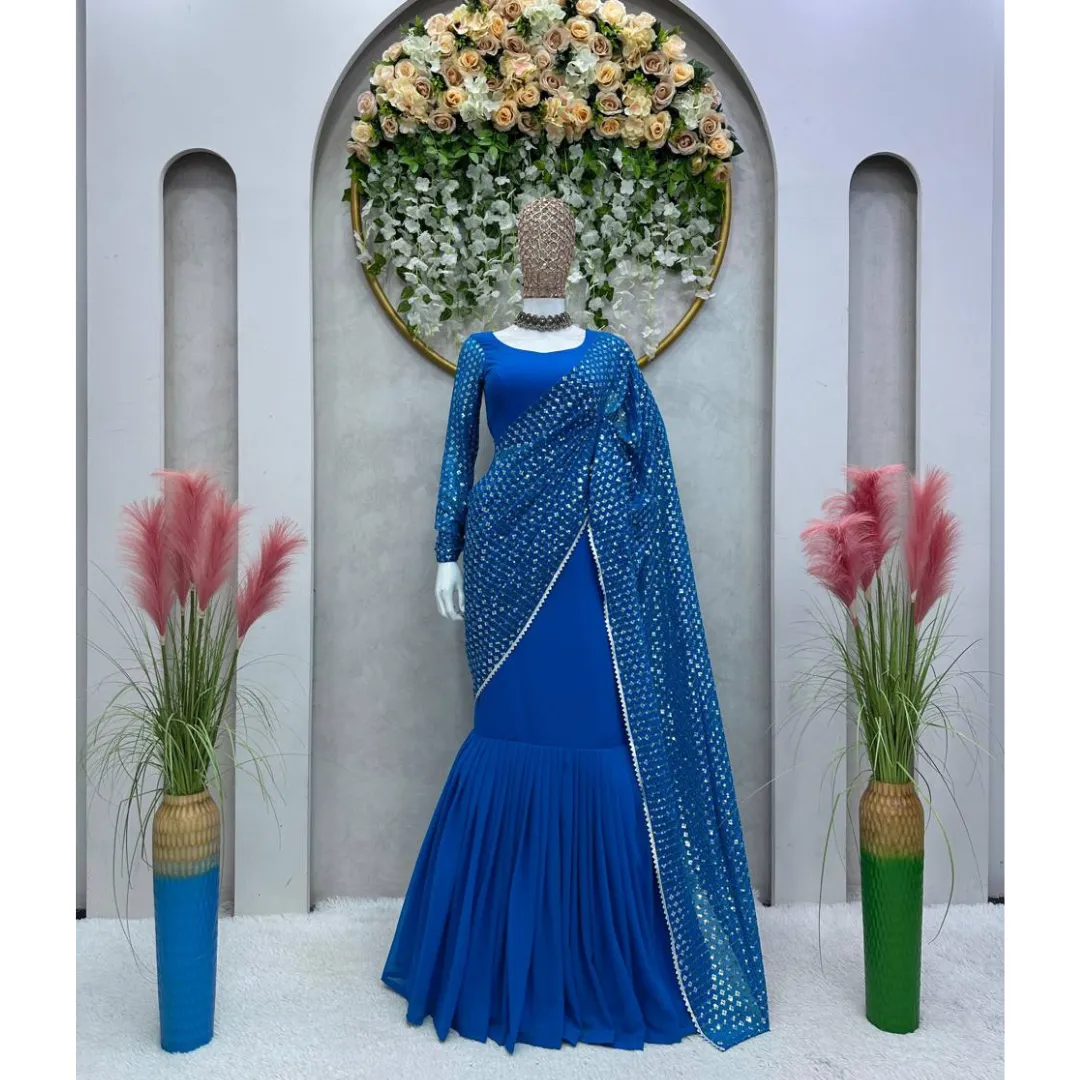 Blue Ready to Wear Lehenga Sareee