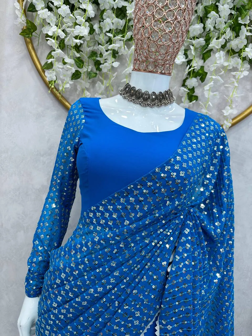 Blue Ready to Wear Lehenga Sareee