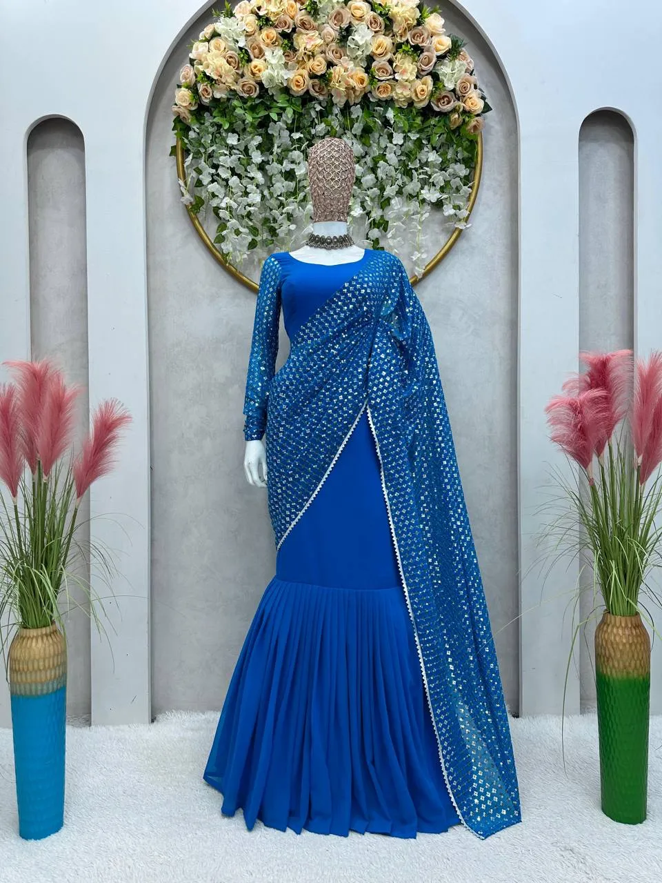 Blue Ready to Wear Lehenga Sareee