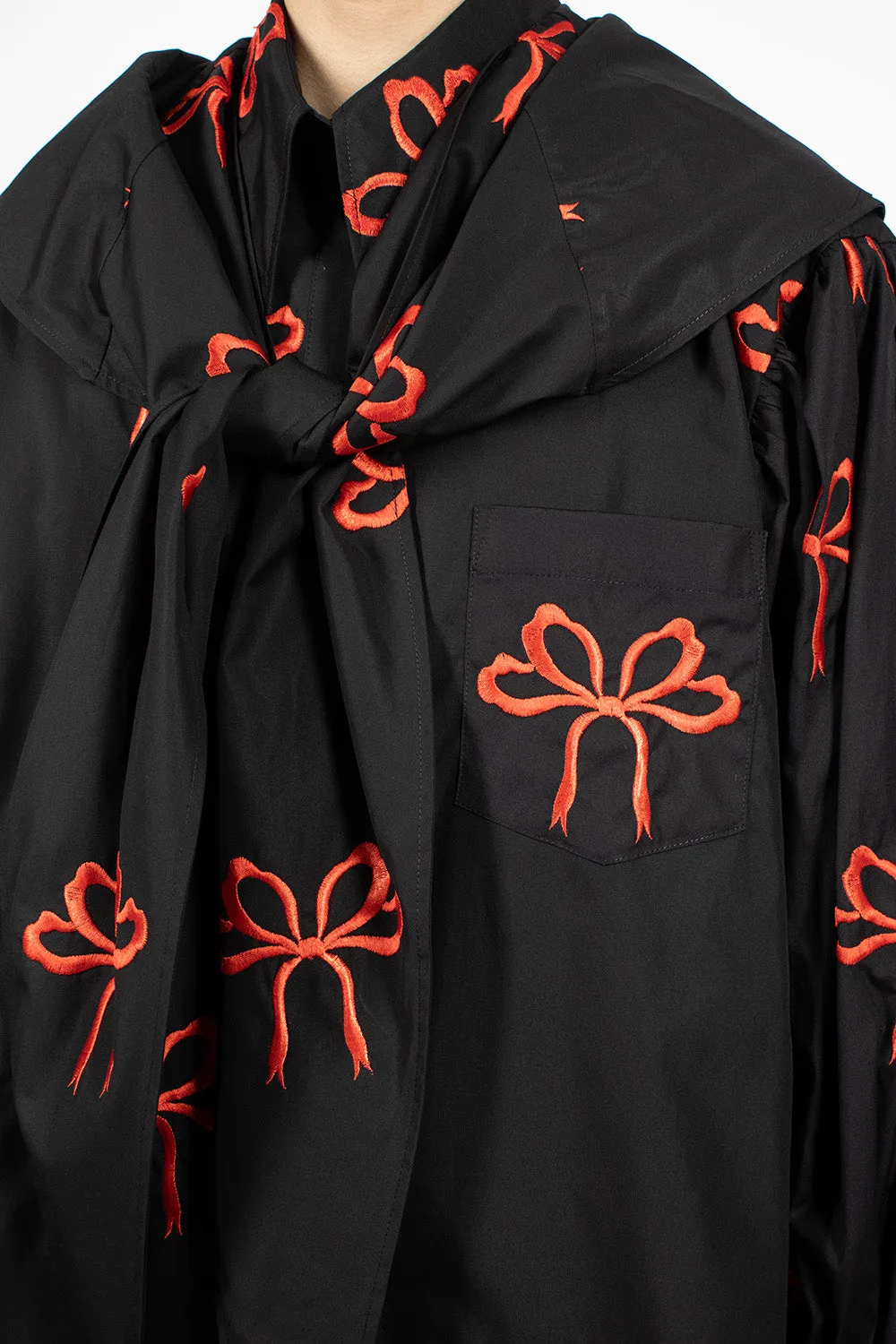 Bow Embroidered Shirt Black/Red