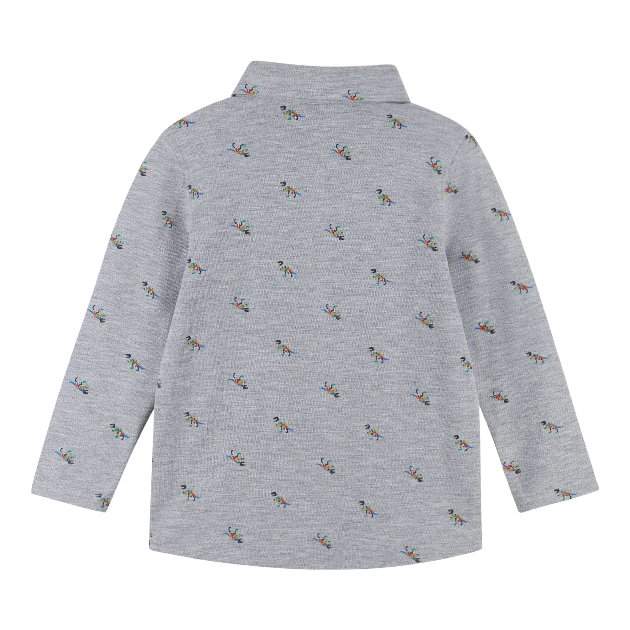 Boys Knit Dinosaur Button Down Shirt