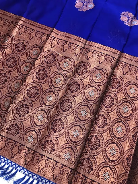 Charming Blue Color Fancy Design Art Silk Saree With Contrast Rich Pallu