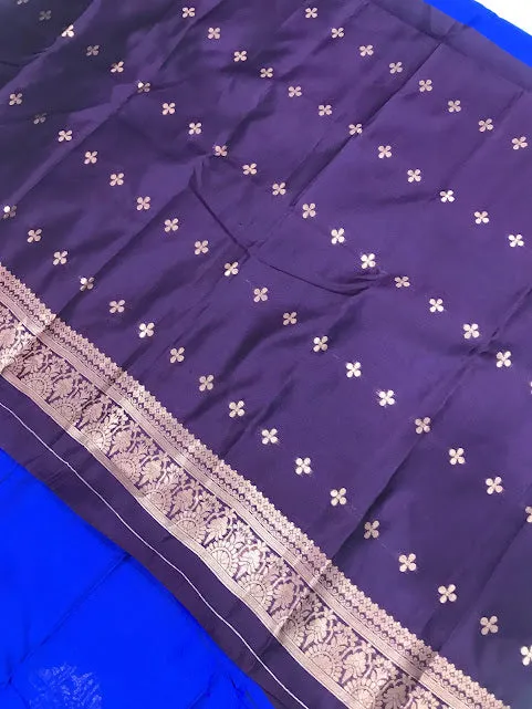 Charming Blue Color Fancy Design Art Silk Saree With Contrast Rich Pallu