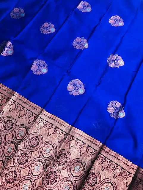 Charming Blue Color Fancy Design Art Silk Saree With Contrast Rich Pallu