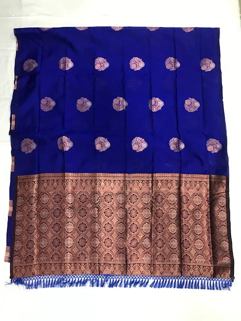 Charming Blue Color Fancy Design Art Silk Saree With Contrast Rich Pallu