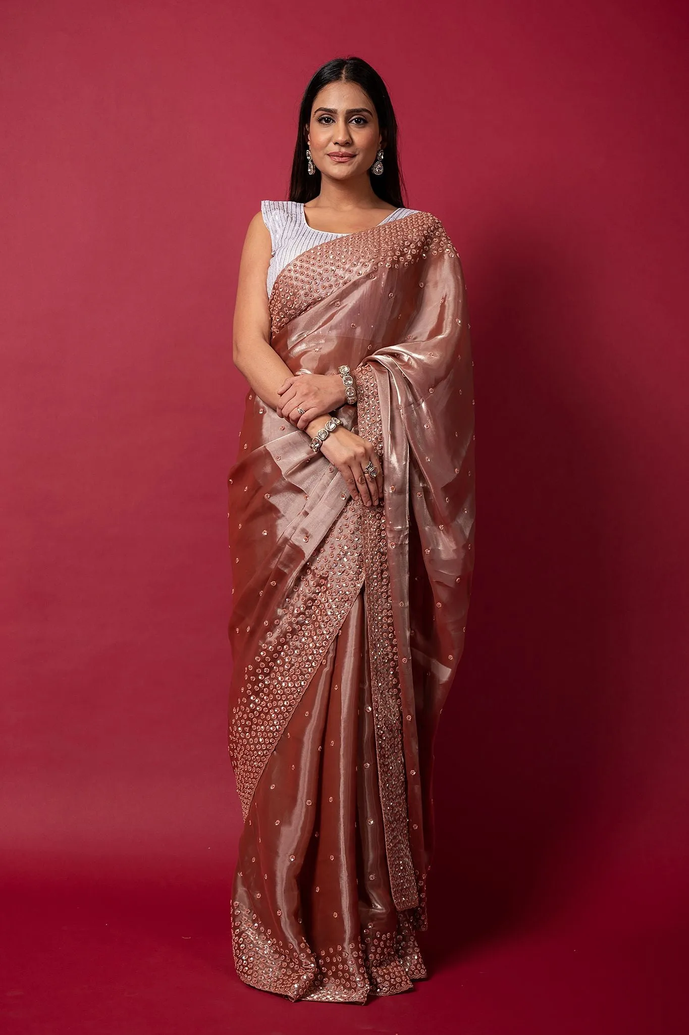 Cocktail Cinnaber Saree