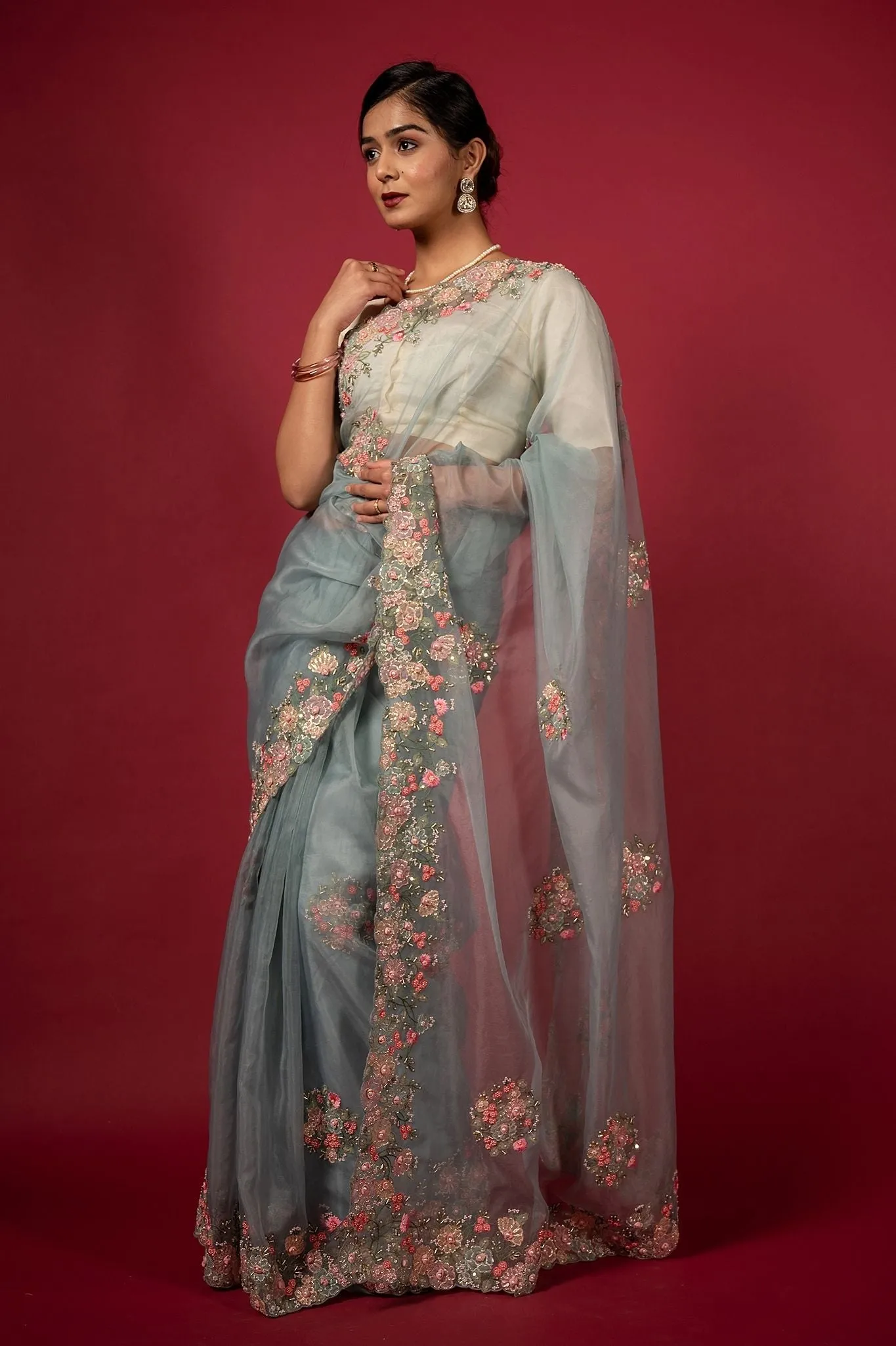 Cocktail Grey Saree