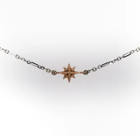 Compass Rose 14K Gold Endless Stars Solitaire Necklace