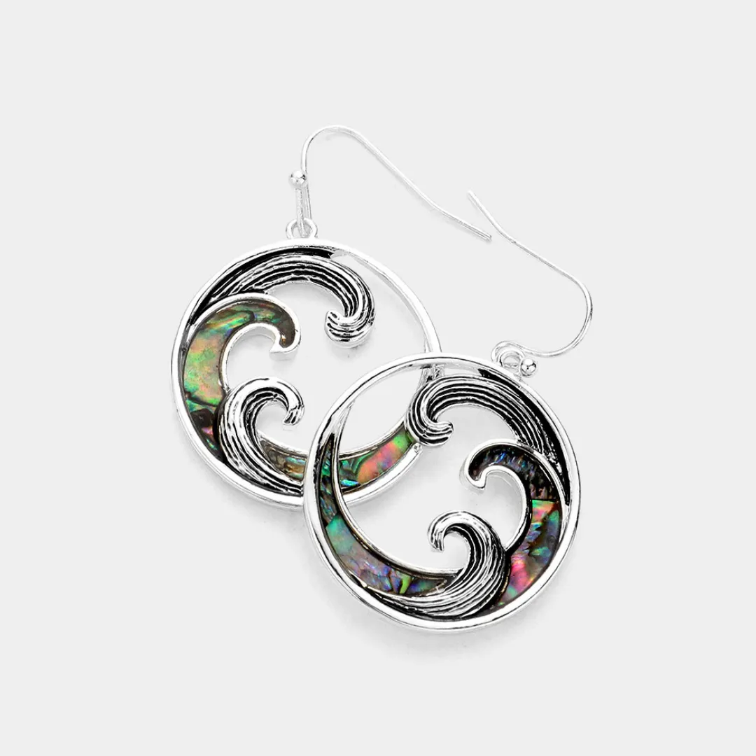 Crashing Abalone Wave Earrings