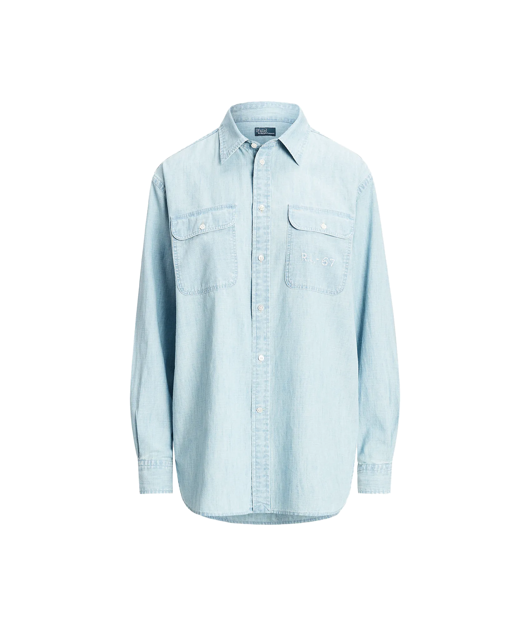 Embroidered-logo Chambray Shirt - Blue