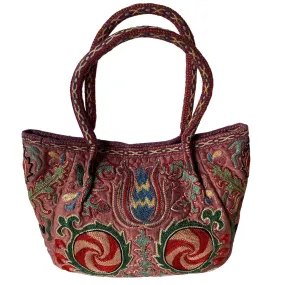 Embroidered silk Suzani Uzbekistan bucket handbag