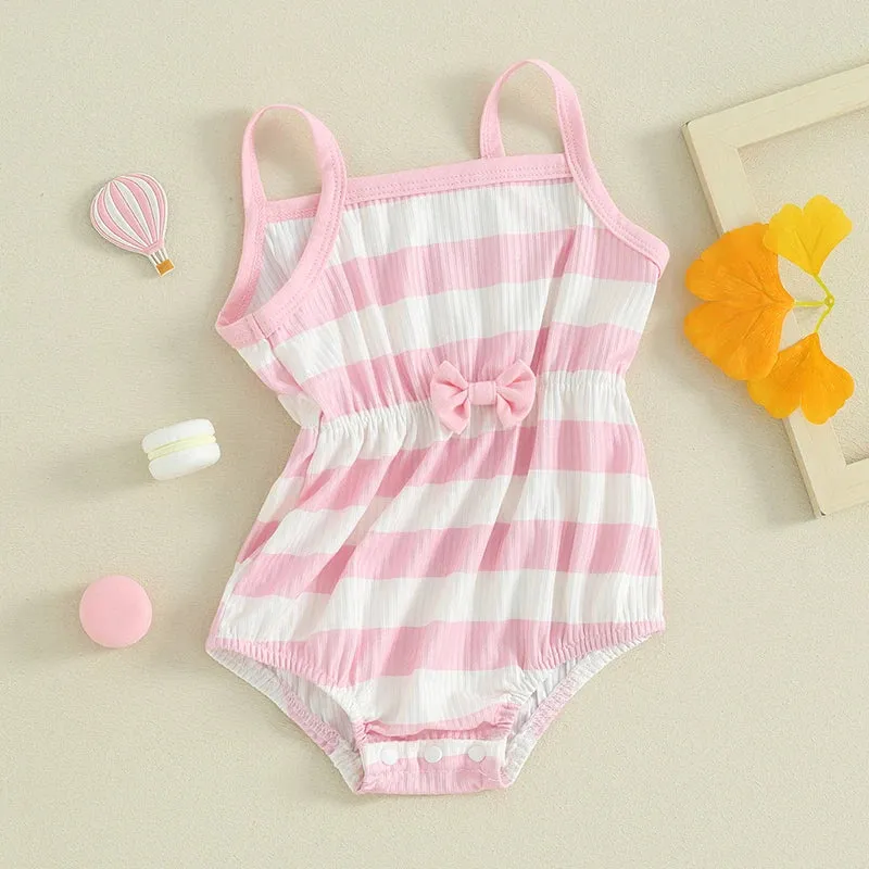 ESTHER Striped Bowtie Romper