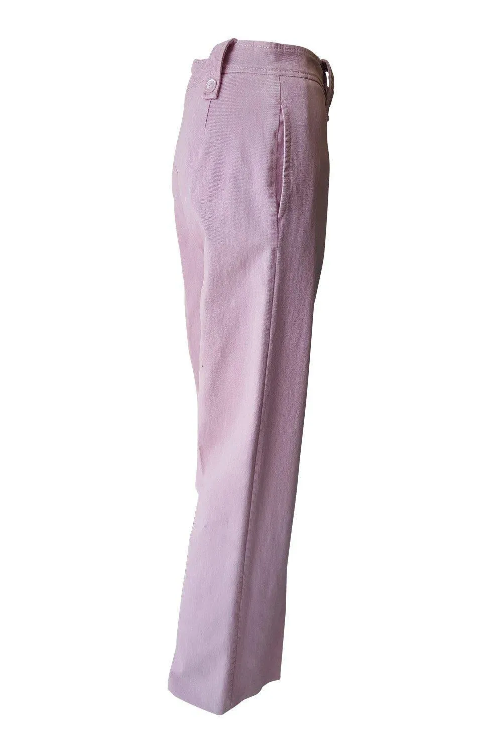 GIAMBATTISTA VALLI Pink Denim Mid Rise Wide Leg Jeans (10)