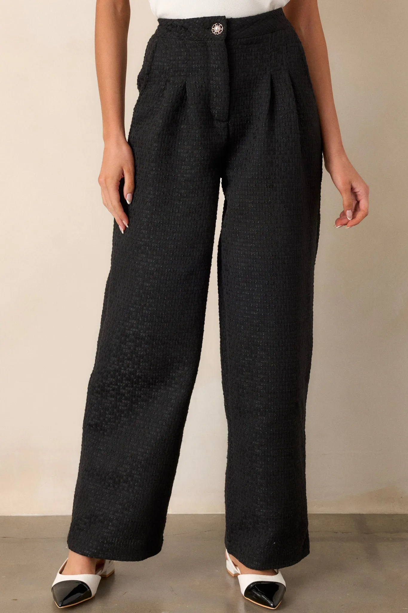 Glass Half Full Black Tweed Pants