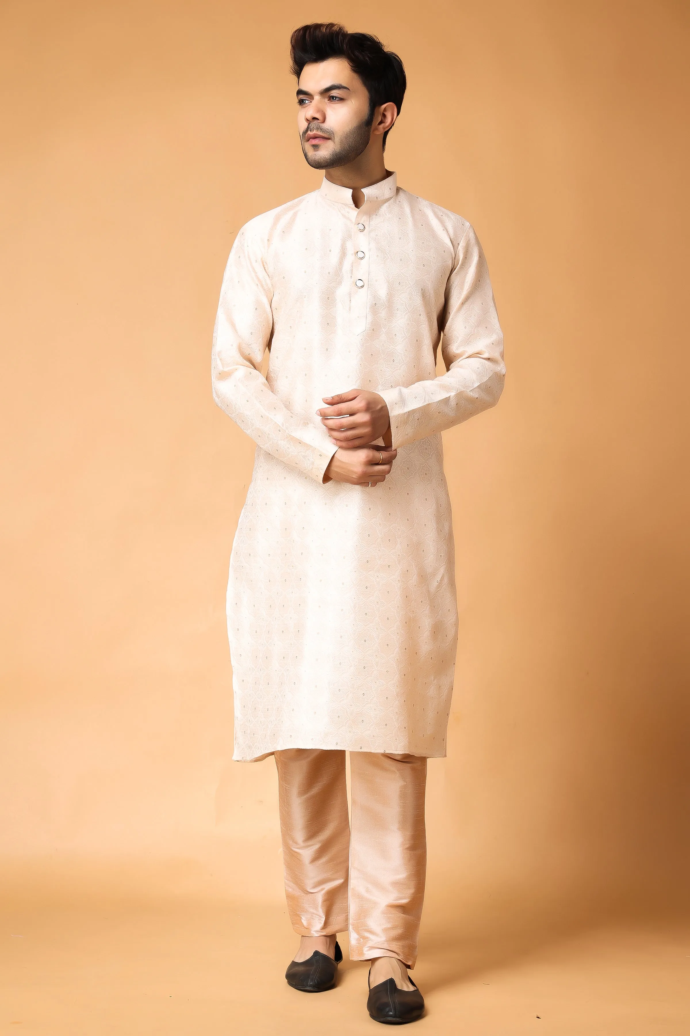 Gold Corn Embroidered Kurta Pajama