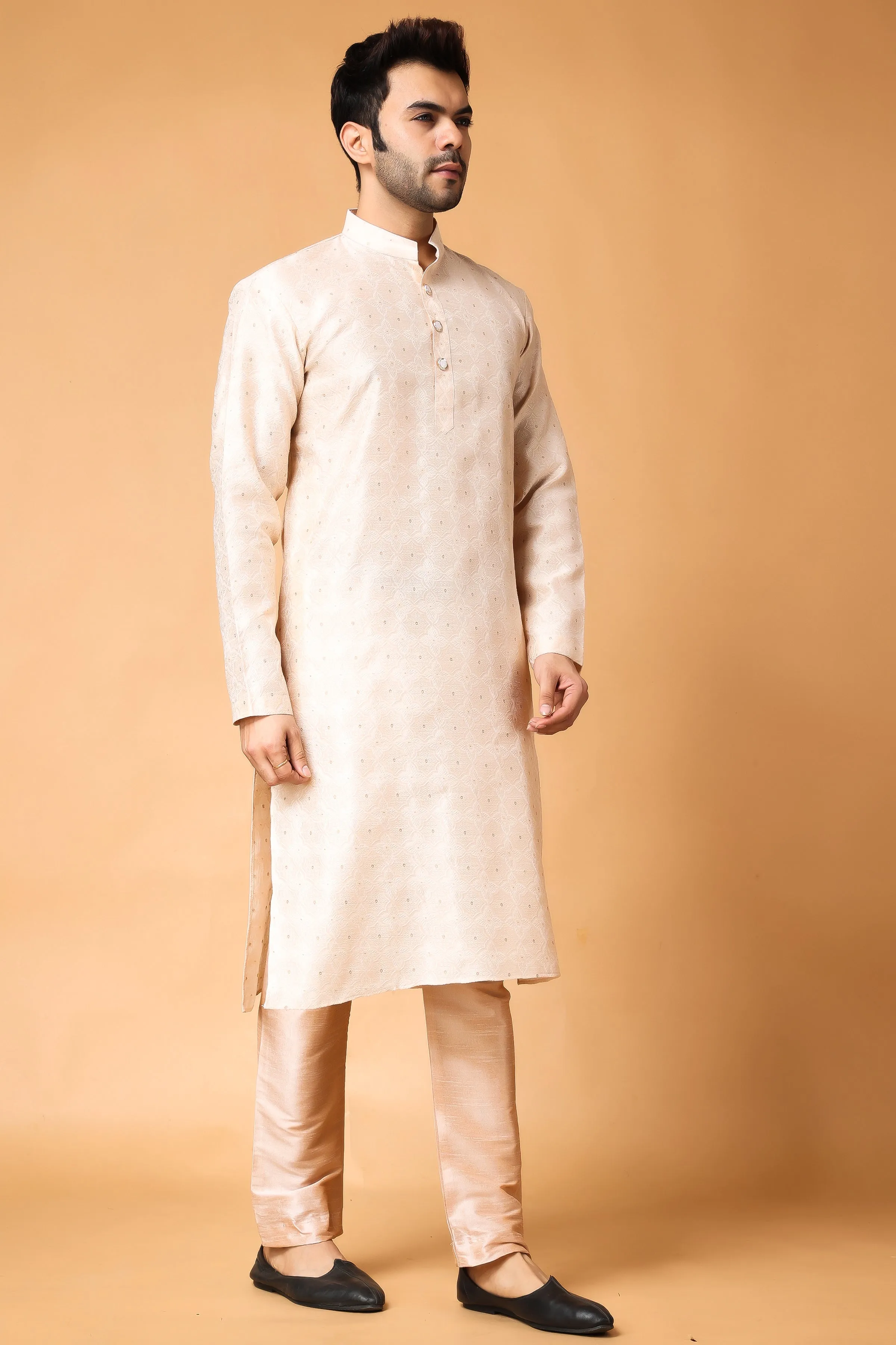 Gold Corn Embroidered Kurta Pajama