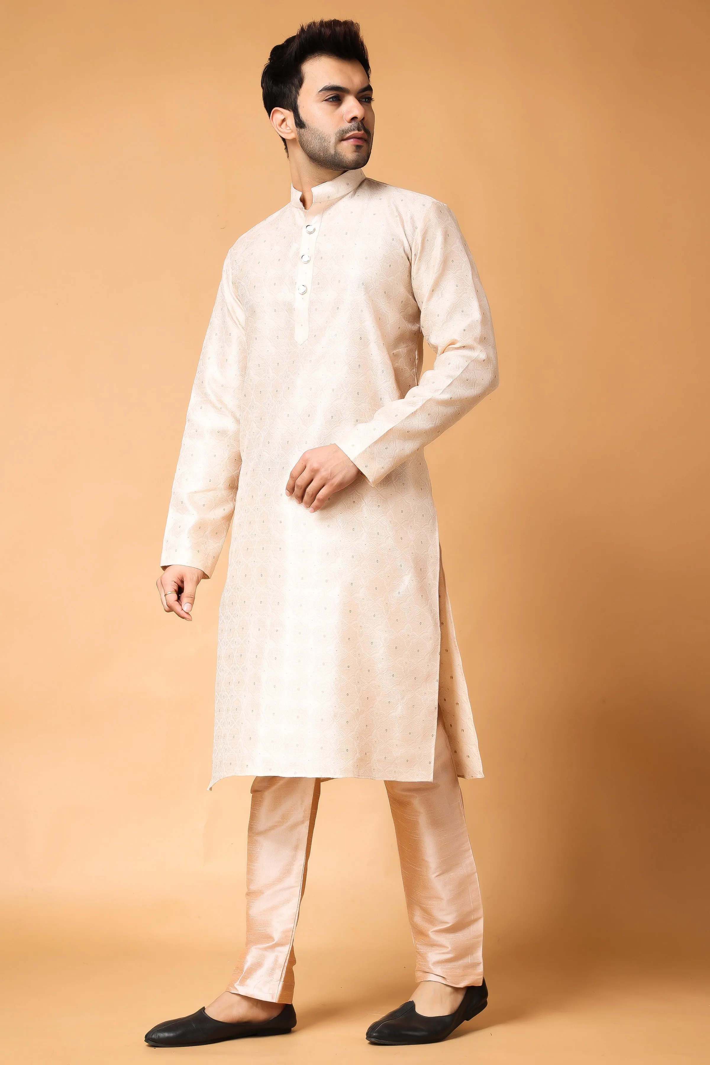 Gold Corn Embroidered Kurta Pajama