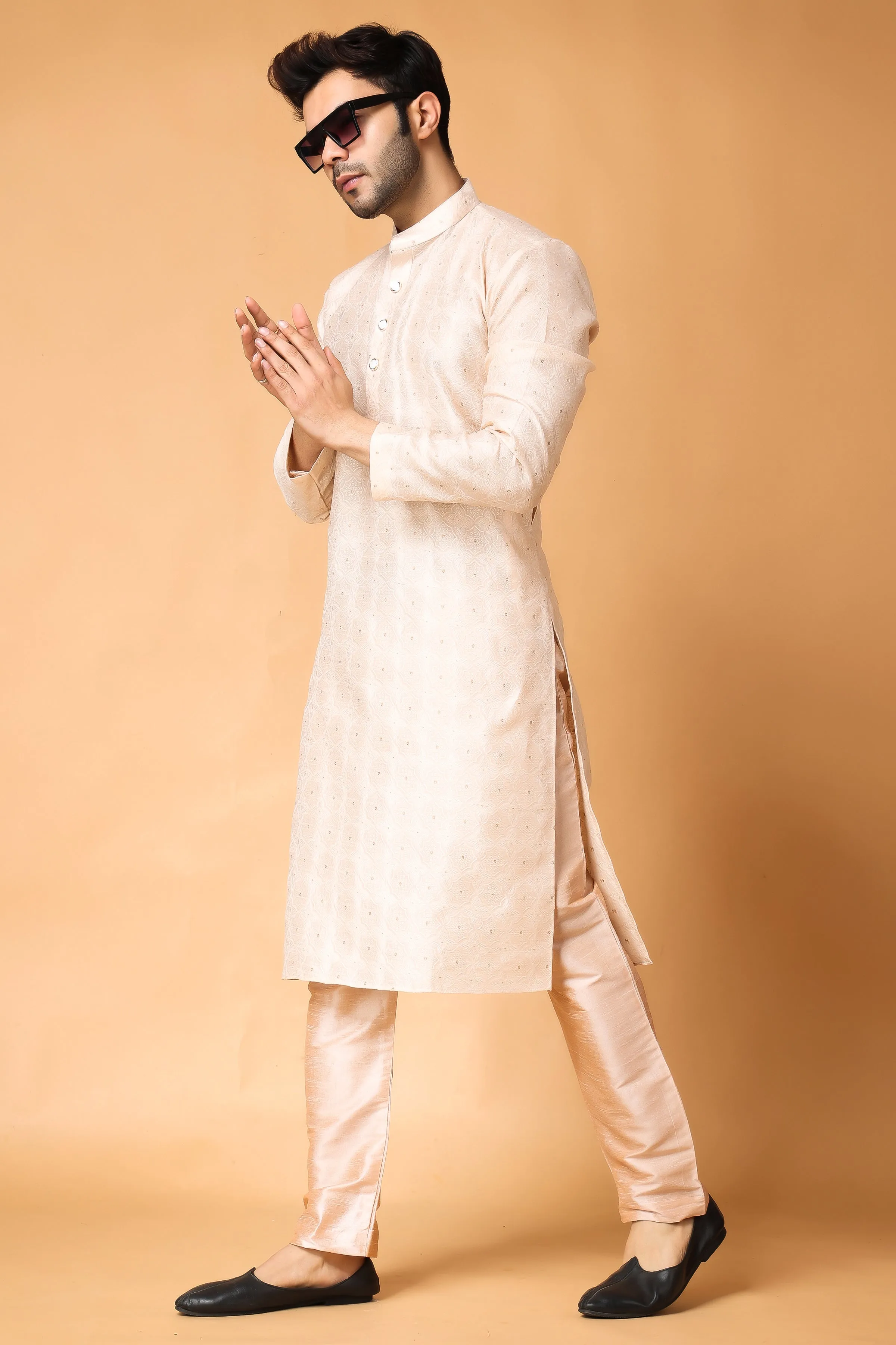 Gold Corn Embroidered Kurta Pajama